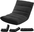 DUMOS Folding Floor Chair, 14-Position Adjustable Backrest Floor Seating | 5.9'' Thick Cushion Floor Seat with Teddy Velvet and Steel Frame for Adults, Kids, Reading, Meditation, Viedo Game, Black by DumosLifestyle