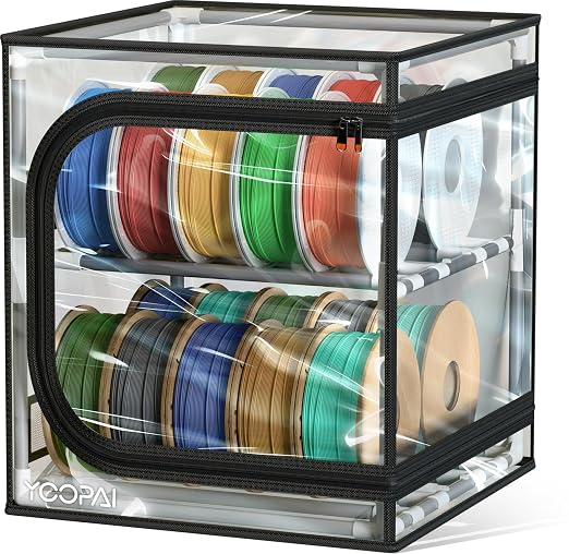 YOOPAI 3D Printer Filament Storage Box – 2 Tier Filament Storage Rack with Transparent Cover, Holds Up to 24 Rolls 1KG – 3D Filament Storage Organizer for Home, Workshop & Studio by YOOPAI