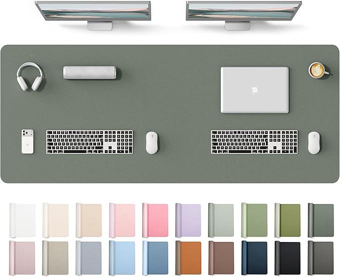 YSAGi Leather Desk Protector, Office Mat, Large Mouse Mat, Non-Slip PU Leather Blotter, Laptop Desk Mat, Waterproof Writing Pad for Office and Home(Dark Green, 63" x 24") by YSAGi