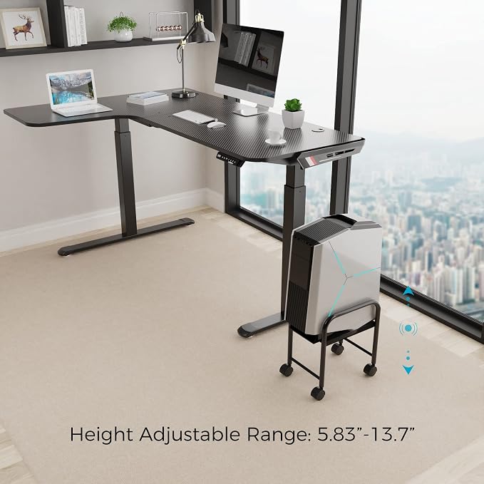 EUREKA ERGONOMIC Computer Tower Stand, Height Adjustable PC Stand for Under Desk, Mobile Rolling CPU Holer with 360° Locking Caster Wheels, Desktop Tower Cart on Floor, Desk Accessories, Steel, Black - Image 5