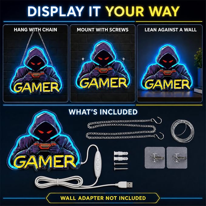 Gamer Neon Sign, UV Printed Gaming LED Neon Light Sign for Gamer Room Decor - Image 7
