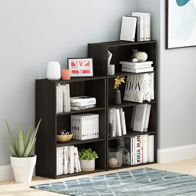 Furinno PASIR Book Shelf, 3-Tier Bookshelf, Storage Shelves Bookcase, 9.7 x 23.7 x 31.5, for Living Room, Bedroom, Home Office, Espresso - Image 5