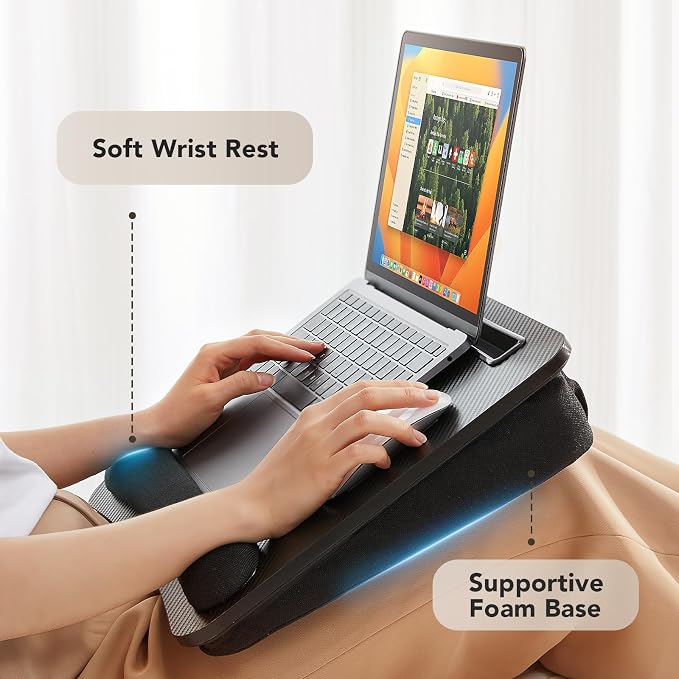 HUANUO Laptop Lap Desk with Cushion, Fit up to 15.6" Laptop, Black - Image 3