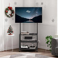 HOOBRO Rolling TV Stand with Mount and Power Outlet Up to 55 inch TVs, Corner Entertainment Center, Small TV Stand with 3-Tier Storage Shelves for Living Room, Bedroom, Black BB66UDS01 by HOOBRO