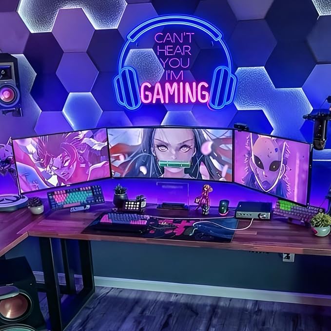 Kavaas Gaming Neon Sign, Can't Hear You I'm Gaming Headset LED Sign for Game Room Wall Decor - Headphone Neon Light Signs - Best Gamer Gifts for Teen Boys, Kids - Image 2