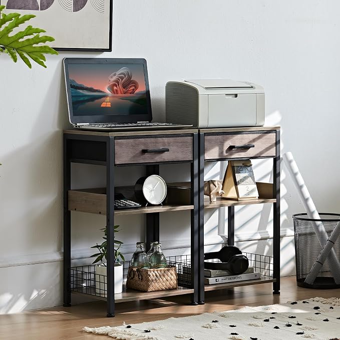 Lerliuo Printer Stand with Storage, 3-Tier Printer Table, Grey - Image 2