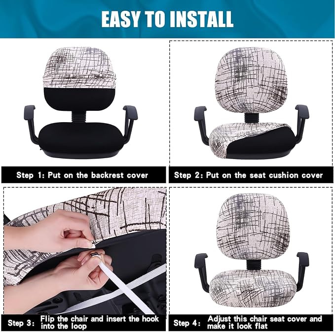 Smiry Stretch Printed Office Computer Desk Chair Covers for Seat & Backrest | Stretch Fit, Soft Fabric Universal Washable Removable, Anti-Dust Rotating Chair Slipcovers Protector - Image 7