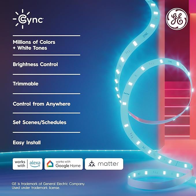 Cync GE Smart RGB LED Strip Light, Matter Compatible, 32 Feet - Image 2