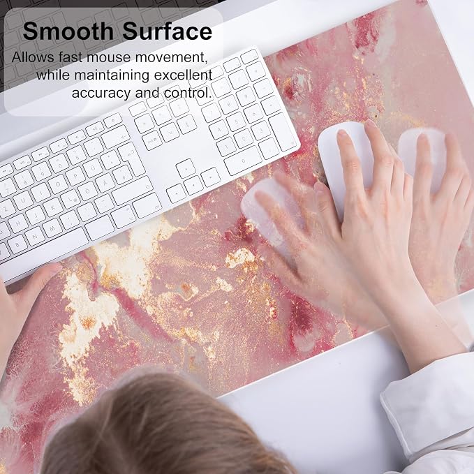 QiyI PU Leather Large Mouse Pad, Office Decor, 31.5" x 11.8", Rose Gold | Desk Décor Accessories, Extended Size, Waterproof & Easy to Clean, Smooth Surface, Non Slip Desk Organization - Image 4