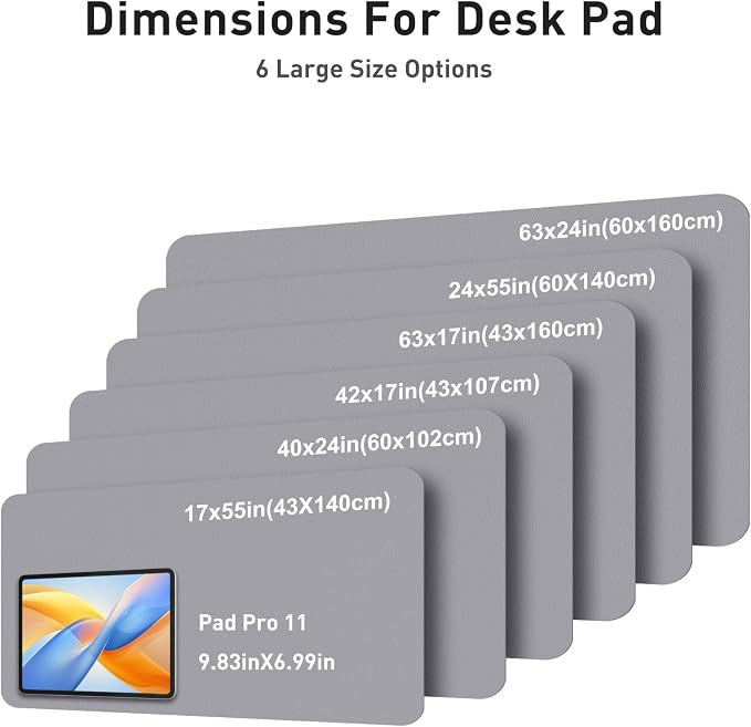 Aothia Faux Leather Desk Mat - Large Mouse Pad, Non-Slip PU Leather Blotter, Waterproof Writing Surface for Office and Home (Light Grey, 42" x 17") - Image 5