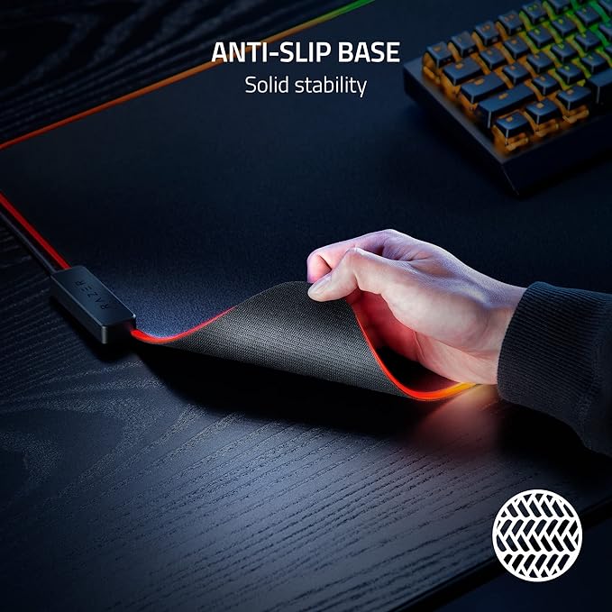 Razer Strider Chroma Hybrid Gaming Mouse Mat with Chroma RGB | Hybrid Soft/Hard Mat, 19 Razer Chroma RGB Lighting Zones, Warp and Water-Resistant, Anti-Slip Base, Seamless Edges - Image 5