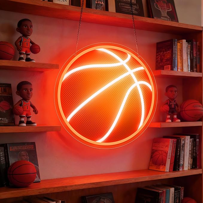CULOIS Basketball Neon Sign for Wall Decor, UV Printed Basketball Neon Light, Dimmable Sports LED Sign for Bedroom, Man Cave, Dorm, Game Room, Birthday Party Gifts - Image 5