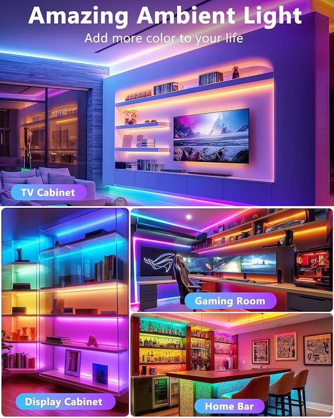 HitLights LED Strip Lights Kit, RGB Color Changing Tape Light Pre-Cut 4FT - Image 8