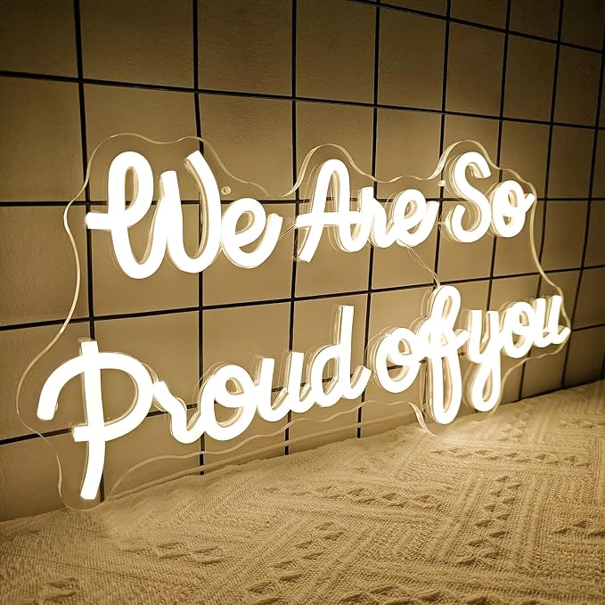 We Are So Proud Of You Neon Sign Dimmable 2026 Graduation Decorations Led Wall Decor Graduation Party Light Up Sign Going Away Party Neon Lights Welcome Home Led Sign - Image 2