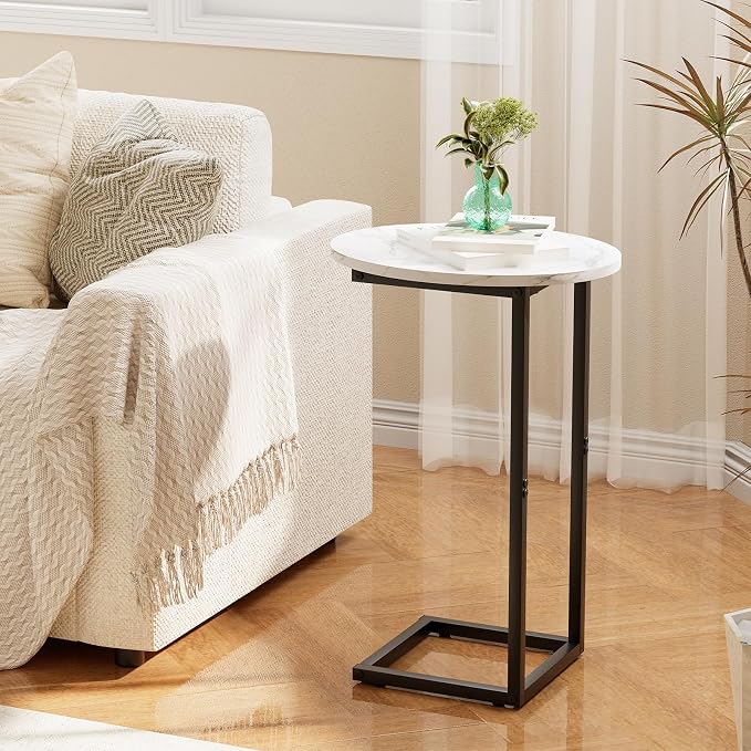 C Shaped End Table, Oval Side Tables on Couch, Black - Image 6