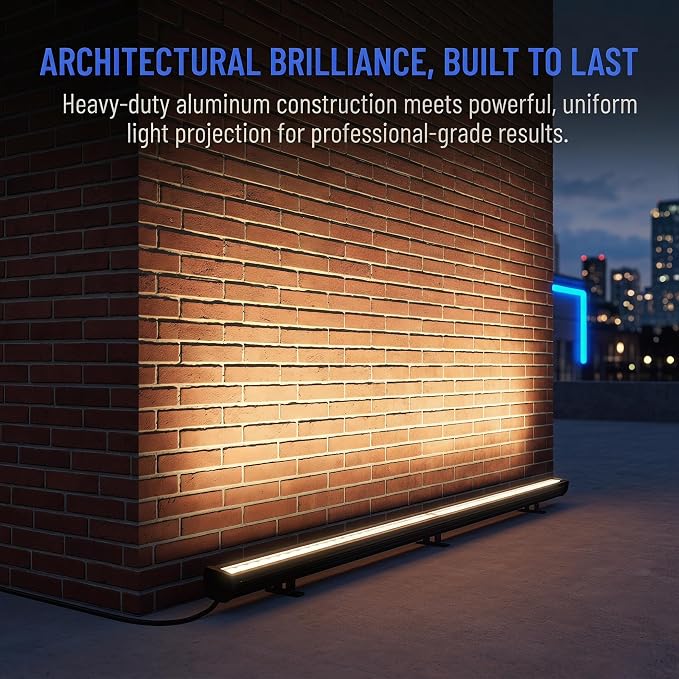 LED Wall Washer Light Bars, 54W 2700K Warm White Wall Washer Light, IP67 Waterproof Heavy Duty 120V 6480LM Outdoor Linear Lights with On/Off Switch, for Landscape Garden Yard (40 Inch) - Image 6