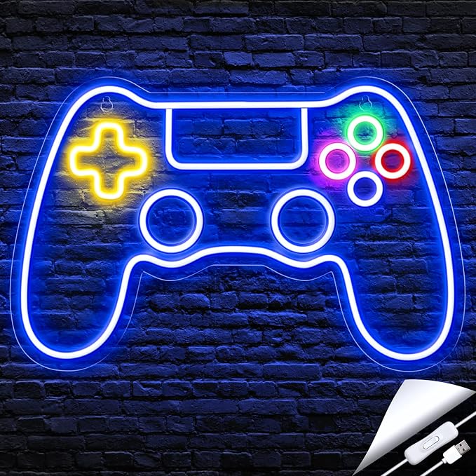 Kavaas Gamer Neon Sign, Game Controller LED Sign for Gaming Room Decor - Game Neon Sign for Teen Boy Room Decor - Best Gamer Gifts for Boys, Kids by Kavaas