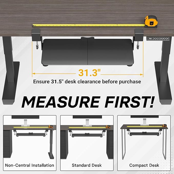 BONTEC Under Desk Keyboard Tray, Pull-Out Keyboard & Mouse Platform - Image 4