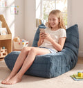 Hobestluk Medium Bean Bag Chairs Lounge Floor Chair BeanBag Couch Togo Sofa | Ergonomic Design,Memory Foam,No Assembly,Faux Fur Fireside Chair Back Support for Reading Playroom | Bluegrey Plush Medium by YourHomeDeservesMore