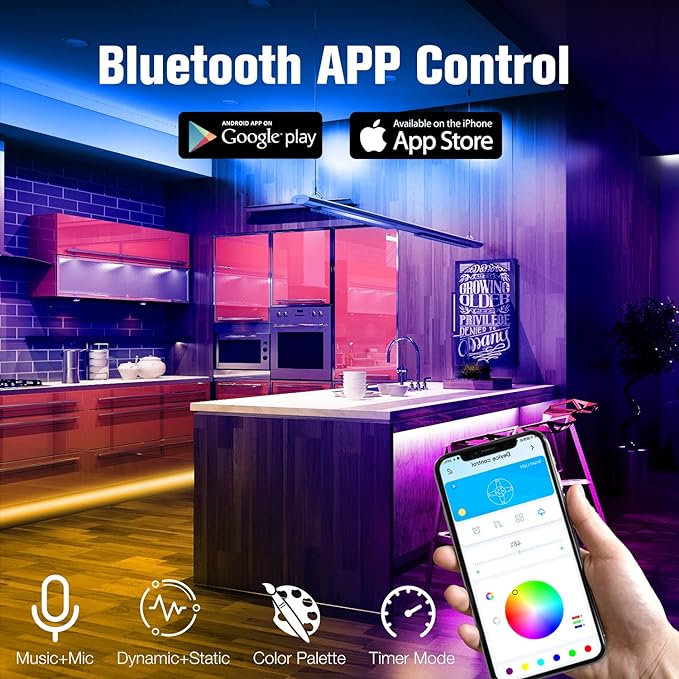 DAYBETTER LED Strip Lights 200 ft (2 Rolls of 100 ft), Smart App Control Lighting Bedroom Rome Decor with Remote, RGB Color Changing LED Lights for Party - Image 2