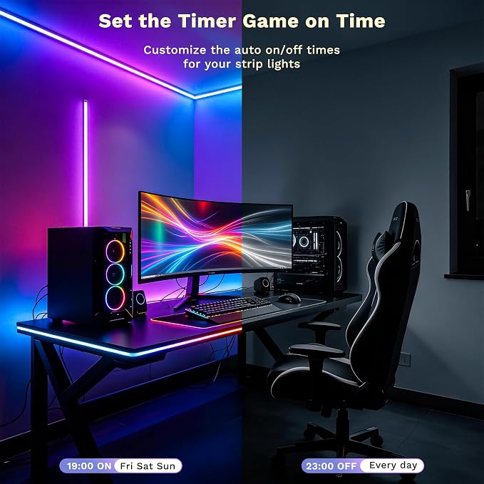 MIWISE LED Strip Lights,RGB Smart IC COB LED Strip Light Color Chasing,32.8ft Multicolor Flexible LED Tape Light,Music Sync with APP Control,Addressable DIY,for Cabinet,Bedroom,Party Decor - Image 5