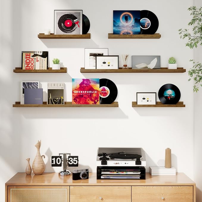 Picture Ledge Shelf, Floating Shelves for Wall Decor, Brown, Set of 6, 55'' - Image 2