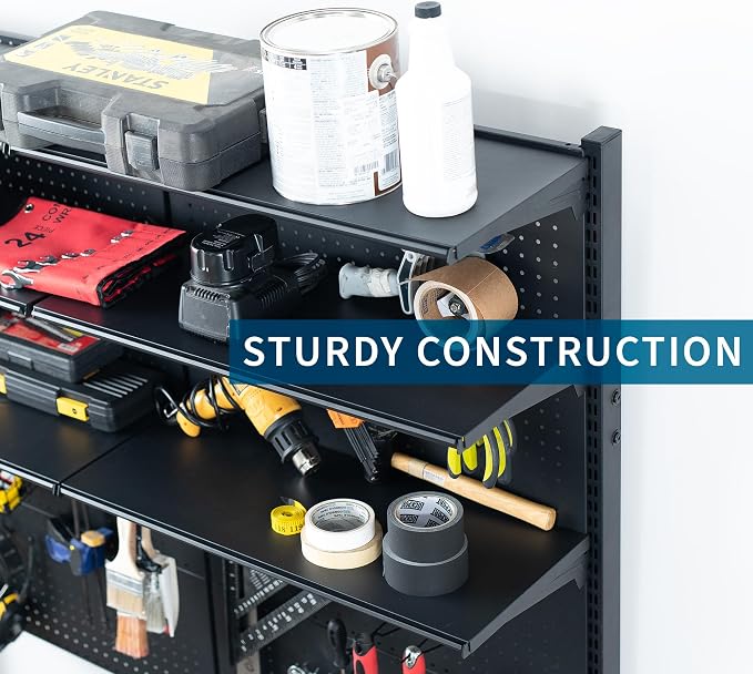 VIVO Freestanding Modular Steel Pegboard System, 74 inch High Magnetic Accessory Organizer for Home and Office, Black, PP-2-PB058 - Image 9