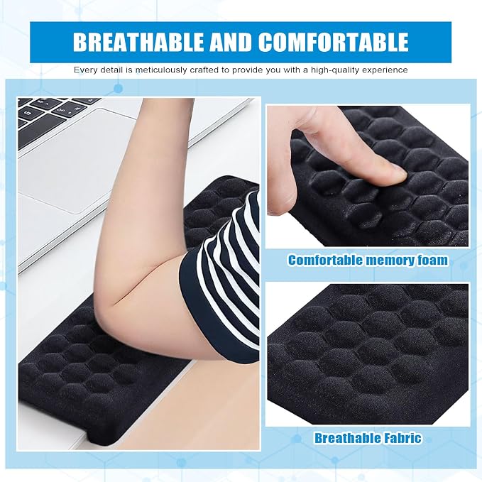 L-Shaped Desk Elbow Pads (2-Pack) - Adjustable Spacing Memory Foam Desk Edge Cushion for Forearm & Wrist Support, Ergonomic Desk Arm Rest for Office, Gaming - Image 4