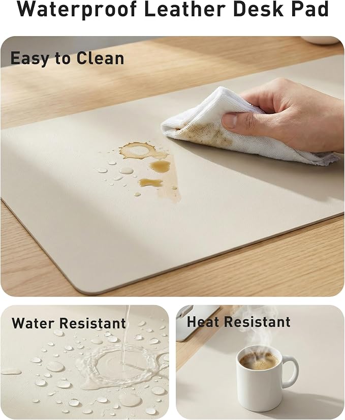 Aothia Faux Leather Desk Mat - Large Mouse Pad, Non-Slip PU Leather Blotter, Waterproof Writing Surface for Office and Home (Off-White, 40" x 24") - Image 7