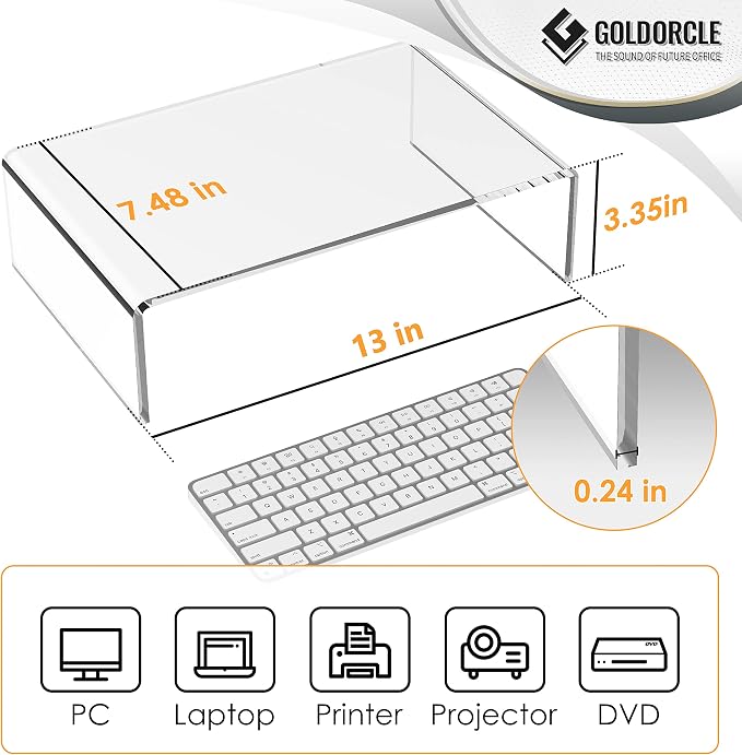 2 Pack Acrylic Monitor Stand Riser Clear Computer Monitor Stand | Acrylic Monitor Stand Riser Clear Computer Monitor Stand - Image 2