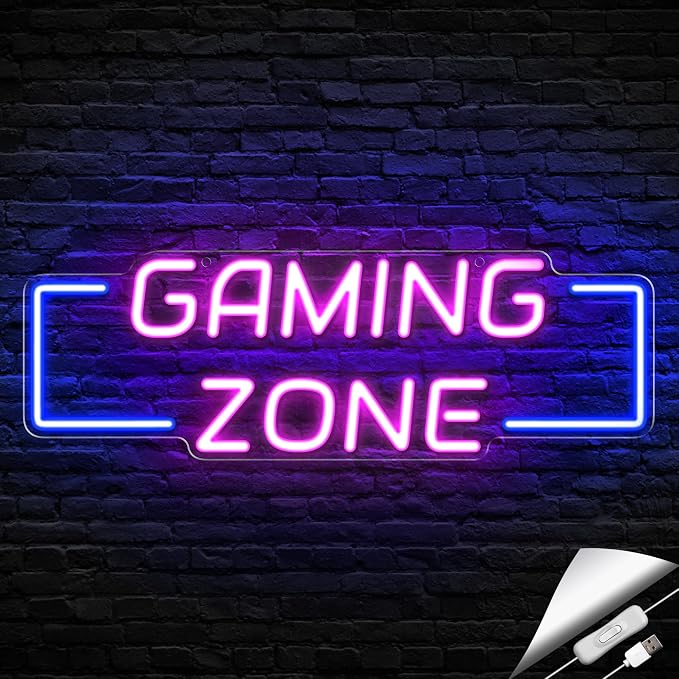 Kavaas Game Zone Neon Signs for Gaming Room Decor - LED Light Neon Sign for Teens Bedroom Decorations - Best Gamer Gifts for Boys, Kids by Kavaas