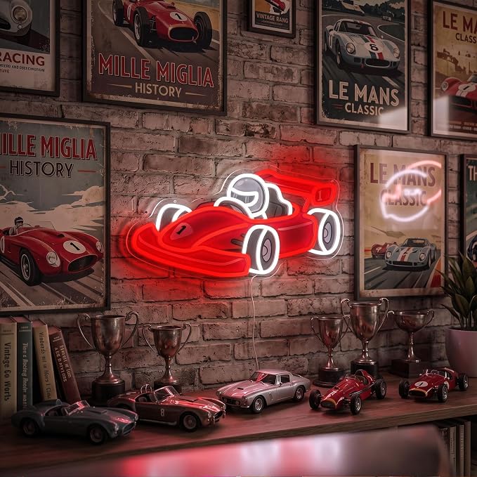 CULOIS Race Car Neon Sign for Boys Room Decor - Dimmable Racing Car LED Neon Light, Bedroom Game Room Wall Decor, Teen Boy Playroom Birthday Gifts - Image 2