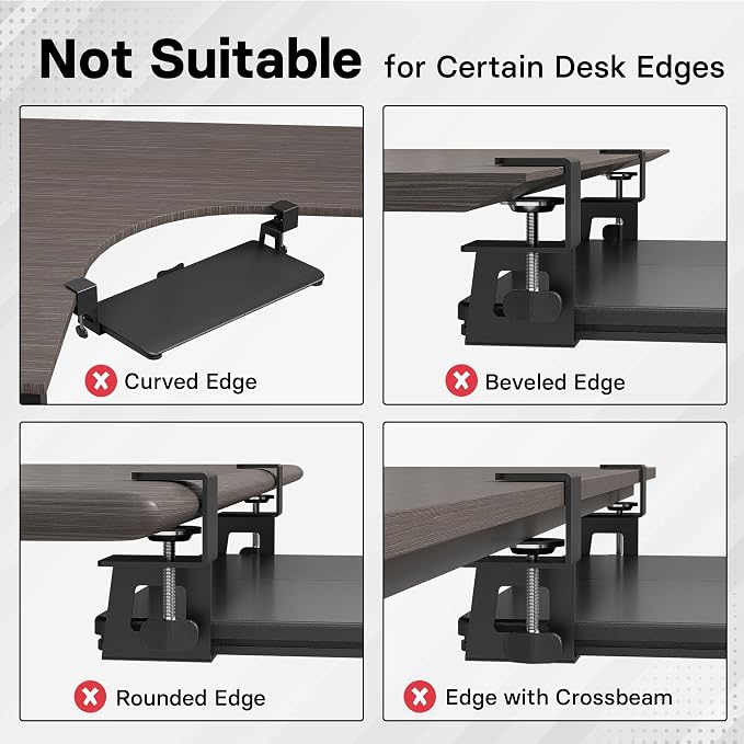 BONTEC Under Desk Keyboard Tray, Pull-Out Keyboard & Mouse Platform - Image 3