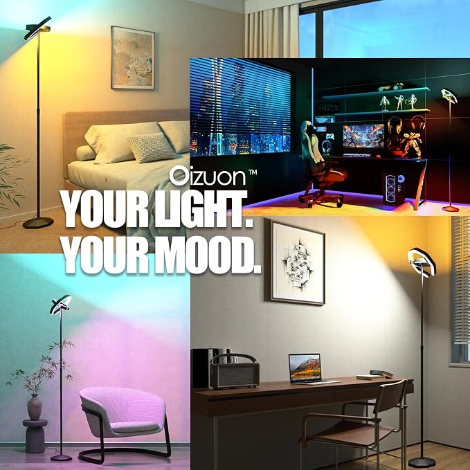 Smart Floor Lamp RGB with Alexa Compatibility, 70.8" LED Standing Lamp with Dual Adjustable Ring Lights, Music Sync, Timer, App & Remote Control, Modern Corner Lamp for Bedroom Living Room Gaming Room - Image 3