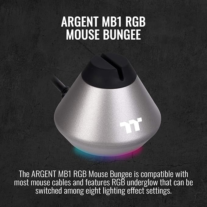 Thermaltake Argent MB1 RGB 16.8 Million RGB Color Software Enabled Mouse Bungee, Altra-Compact and Non-Slip Rubber Base. GEA-MB1-MSBSIL-01 - Image 2