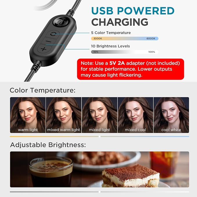 InnoGear 60 LED Ring Light with Stand for Computer Selfie Video Conference - Image 2