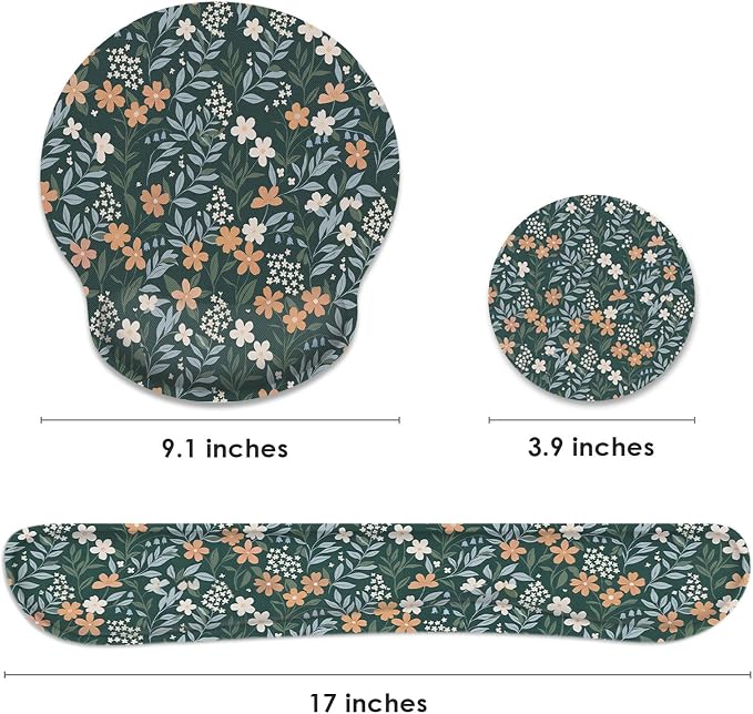 Britimes Ergonomic Mouse Pad Set with Wrist Rest, Floral Wildflower - Image 2