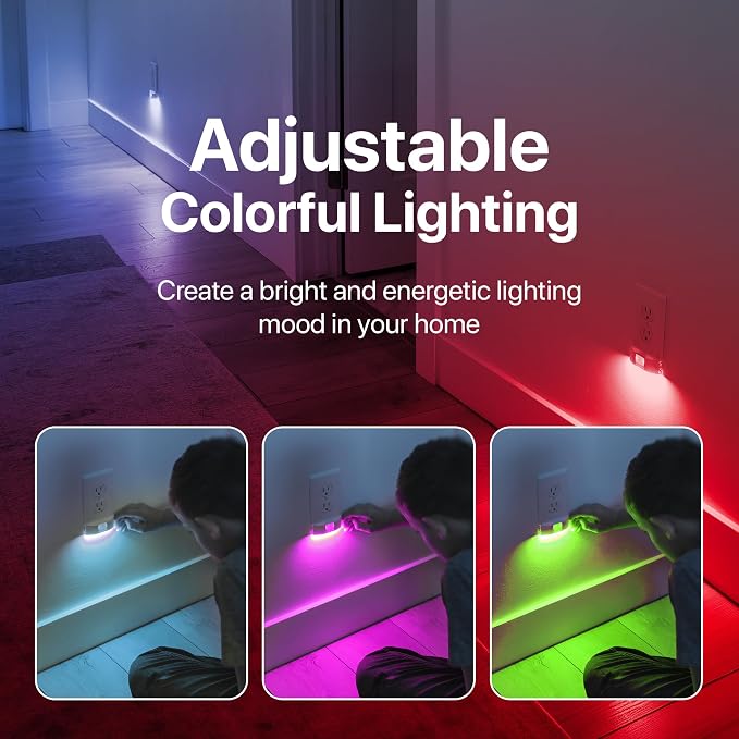 1 Pack - SnapPower Multi-Color GuideLight – Outlet Cover RGB Lights, Customizable Ambient Lighting/Mood Lighting for Home, Kitchen, Gaming Room, Kids Bedroom, Nursery, Holiday Decor (Black, GFCI) - Image 2
