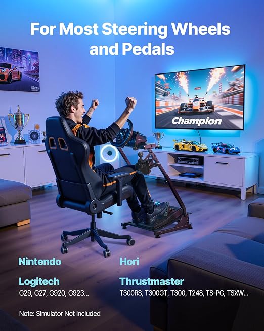 VEVOR Racing Wheel Stand, Adjustable & Foldable Simulator Stand for Logitech G29 G27 G920 G923, Thrustmaster T300RS T300GT T248 TS-PC TSXW Gaming Cockpit,Pedals Simulator NOT Included - Image 2