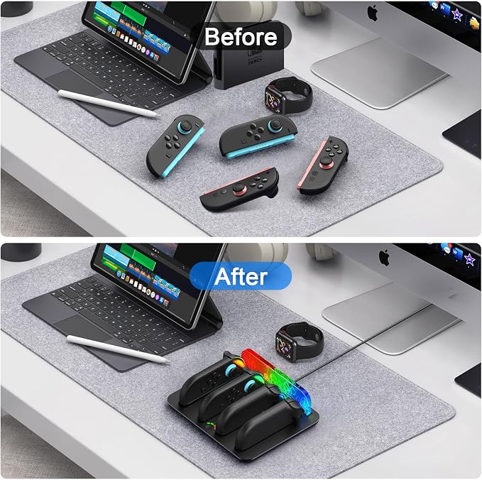 Joy-Con Charging Dock for Nintendo Switch 2, JoyCons 2 Charger Accessories 4 in 1 with LED Indicator, Vibration RGB Light and Charging Cable - Image 2