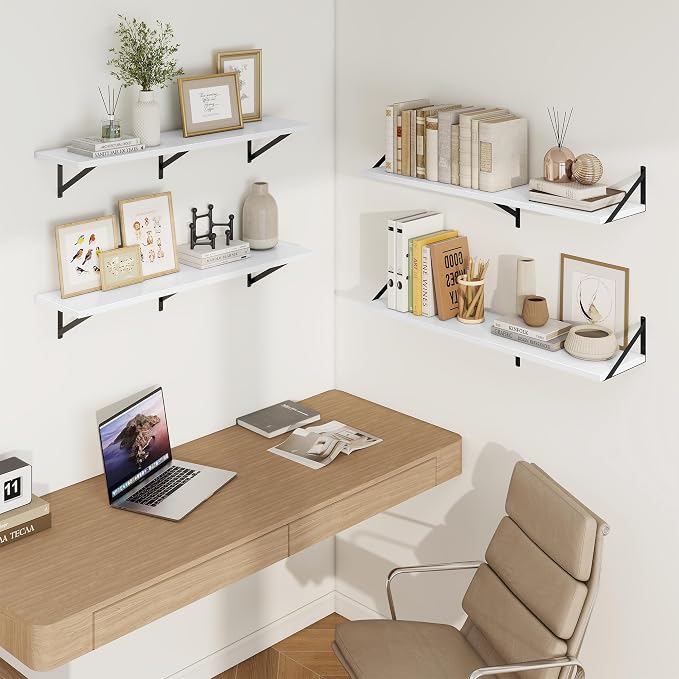 Axeman Deep Floating Shelves, 40'' x 10'' White Wall Shelves Set of 2 - Image 2