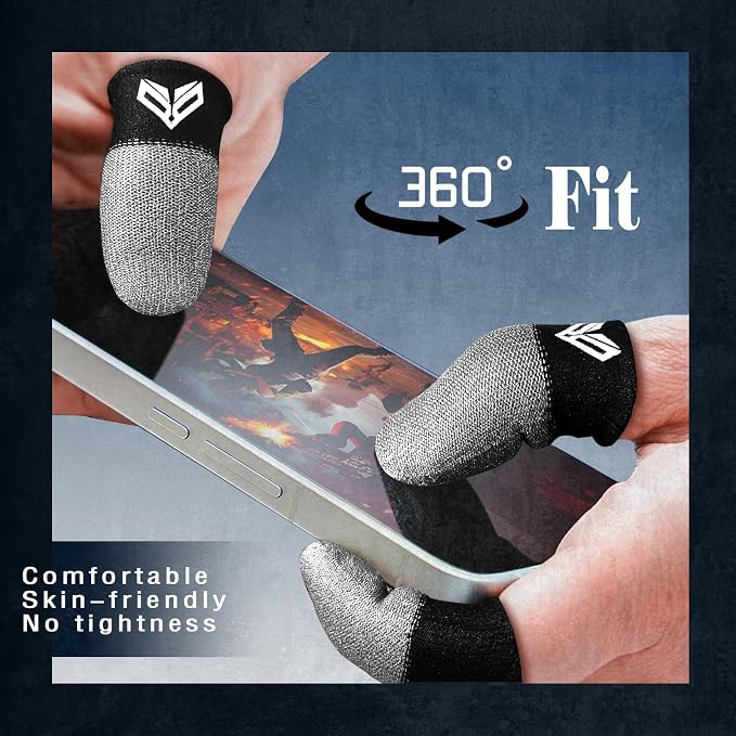 6PCS Gaming Finger Sleeves. 0.29MM Silver Fiber, Anti Sweat, Extremely Thin,Breathable Touchscreen dedales Gamer Finger Cover Thumb Sleeve Fit Phone Game Tablet Devices. - Image 5