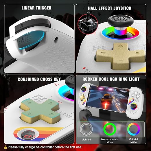 Joso Mobile Gaming Controller for iPhone/iPad/Tablet, Android Wireless Controller with Hall Effects Joysticks, Support PC/Switch, Play Cloud Games/PS Remote Play/COD/Genshin Impact & More - Starry Star White - Image 2