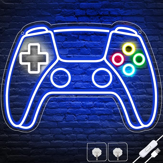 Gamer Neon Sign, Gamepad Shaped LED Neon Sign for Gamer Room Decor, Gaming Neon Sign for Boys Room Decor, Neon Gaming Sign for Gaming Wall Decor, USB Powered Gamer Gifts for Teens, Boys, Kids by EtherealLomoer