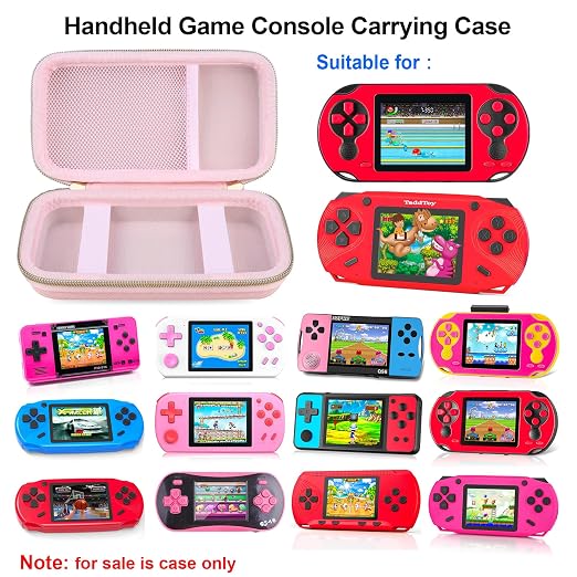 Elonbo Carrying Case for TaddToy/WELLST·G/Beijue/FAMILY POCKET/CCTU/X- JOYKIDS/GREENCREEK/Beico/KAVOYI/GuaiyeyeAP/TEBIYOU Handheld Game Console, Portable Electronic Gaming Player Bag, Pink - Image 2