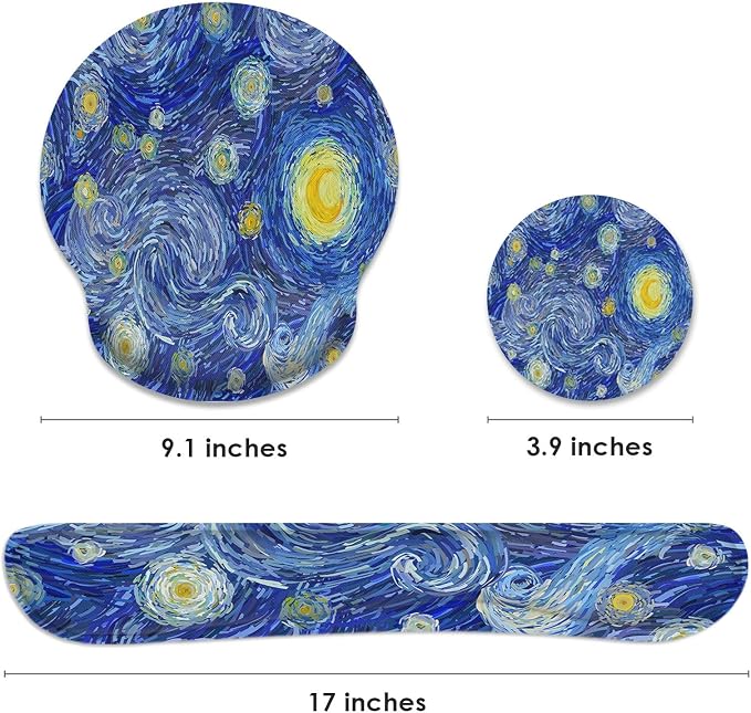 Britimes Ergonomic Mouse Pad Set with Wrist Rest, Abstract Night Sky - Image 2