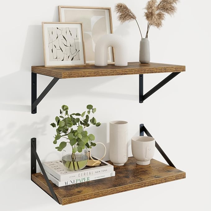 Axeman Deep Floating Shelves, 18'' x 10'' Brown Wall Shelves Set of 2 by Axeman