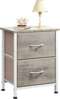 WLIVE Nightstand, 2 Drawer Dresser for Bedroom, Small Dresser with 2 Drawers, Bedside Furniture, Night Stand, End Table with Fabric Bins for Bedroom, Closet, College Dorm, Greige Oak by WLIVE