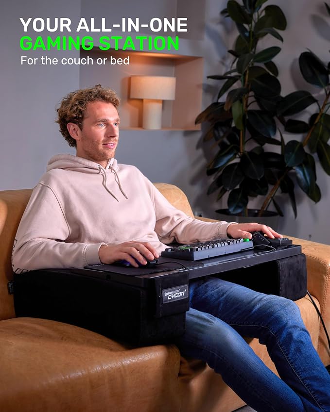 Couchmaster CYCON³ HORIZONLIGHT Bar, Ultimate Ergonomic USB-Hub Gaming Lap Desk for Couch and Bed, Large, Stable and Compatible with All Keyboards and Mouse/Mice, Laptops, PCs, PS4/5, Xbox - Image 2