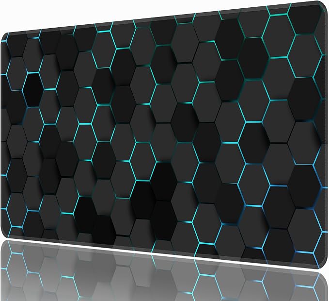 Blue Hexagon Honeycomb Desk Mat, XXL 35.4"x15.7" Large Mouse Pad, Geometric Extended Gaming Mouse Mat,Non-Slip Rubber Base Waterproof with Stitched Edges for Gaming Office Home Decor by Unknown